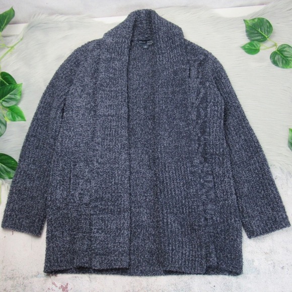 BAREFOOT DREAMS Blue CozyChic Cabin Cable Knit Cardigan Women’s Size Small - Picture 6 of 12